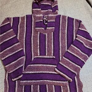 Purple Striped Hooded Sweater